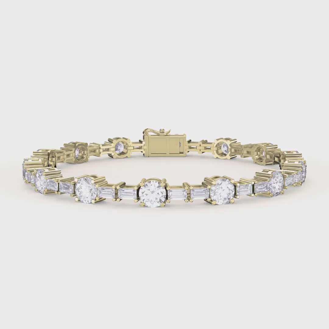 Round & Baguette Diamond Tennis Bracelet