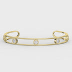 Minimalist Cuff Bracelet with Bezel Set Round Diamonds