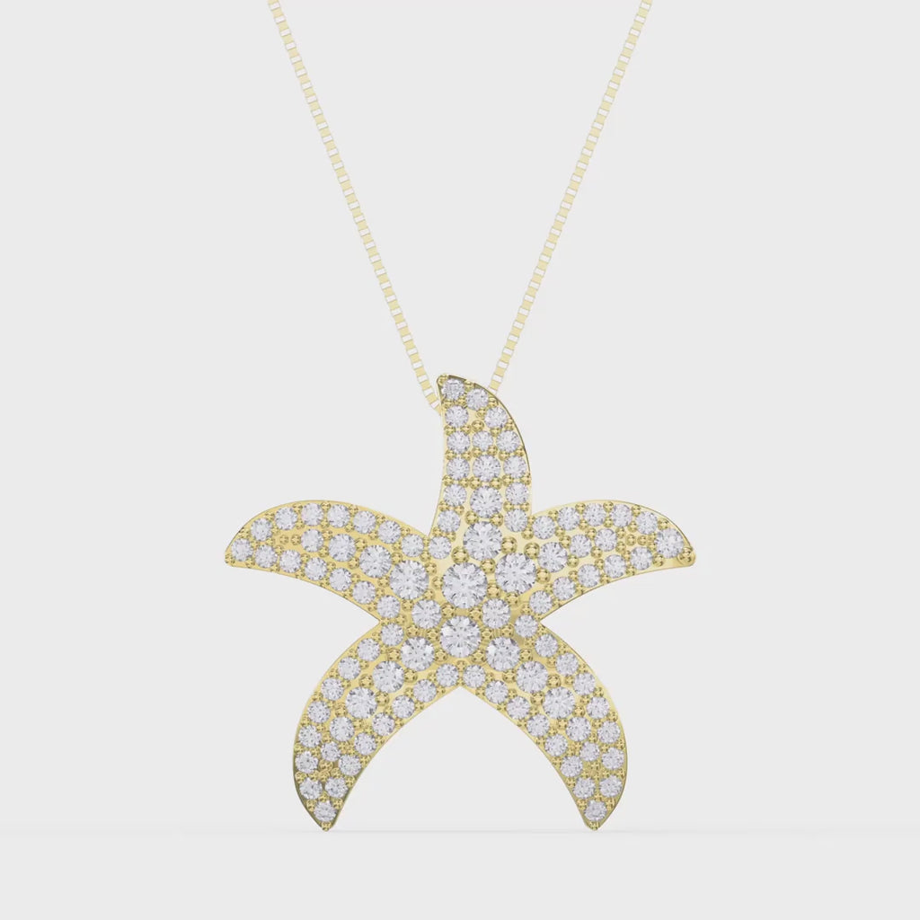 Round Diamond Celestial Starfish Pendant