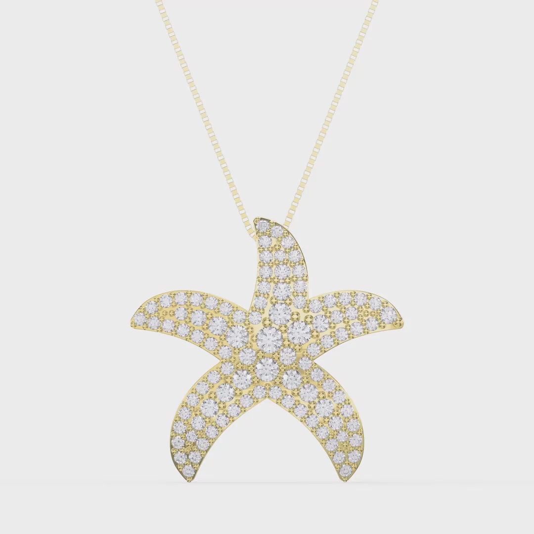 Round Diamond Celestial Starfish Pendant