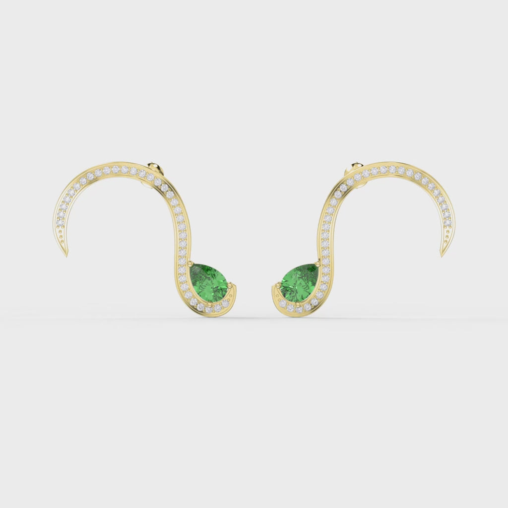 Green Gemstone Trance Pavé Fashion Earrings
