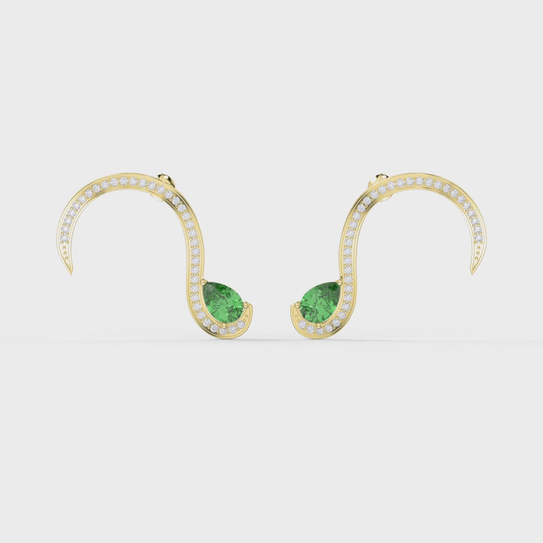Green Gemstone Trance Pavé Fashion Earrings