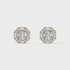 Octagon Halo Diamond Stud Earring