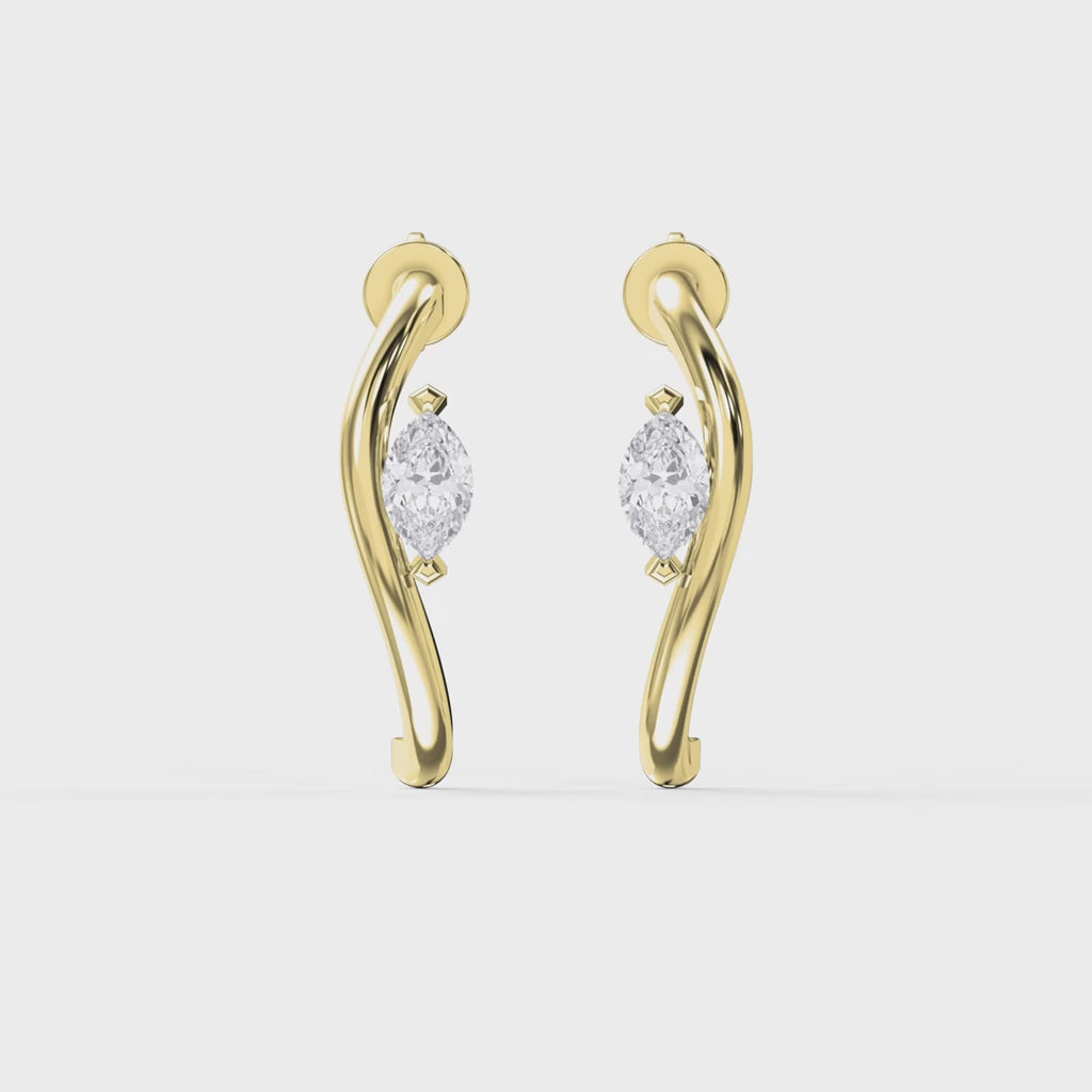 Marquise Diamond Curvy Embrace Fashion Earrings