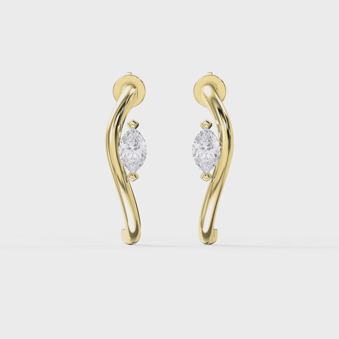 Marquise Diamond Curvy Embrace Fashion Earrings
