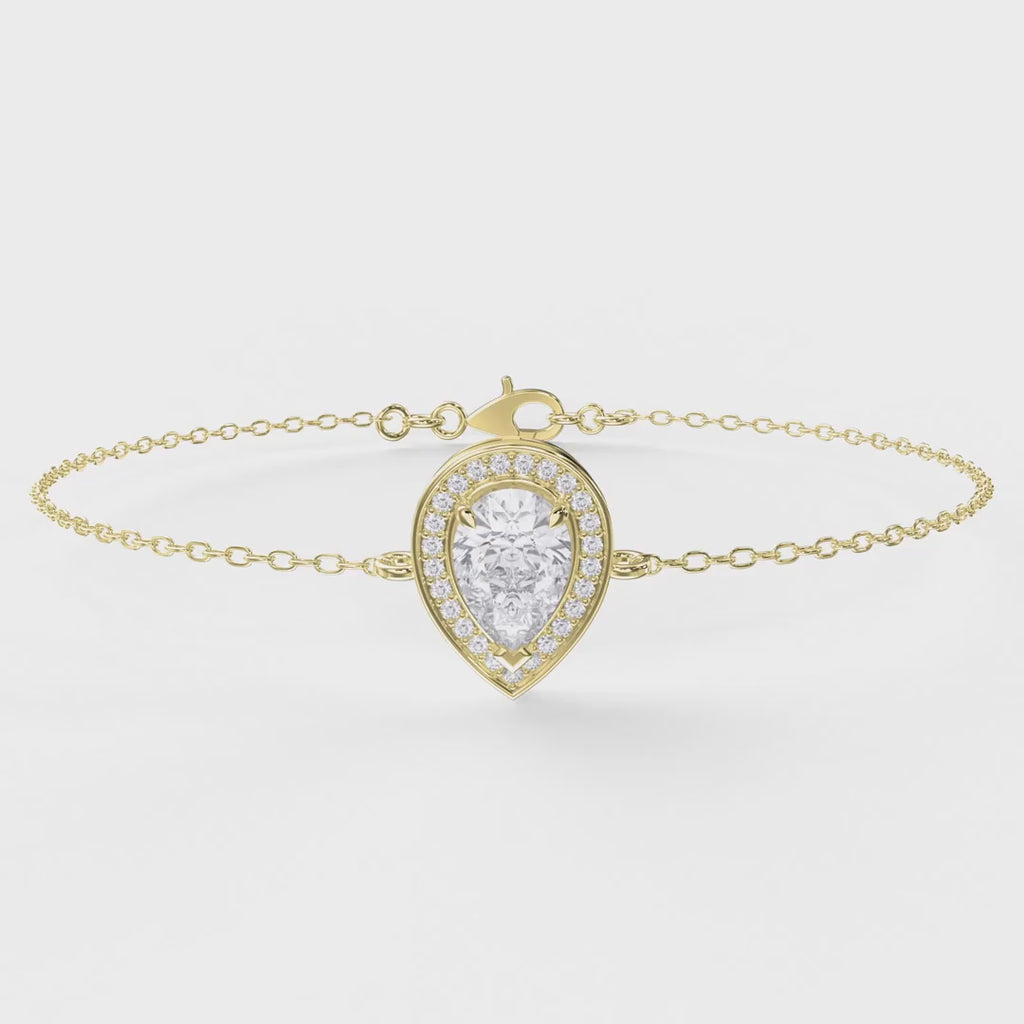 Pear Shape Diamond Halo Chain Bracelet