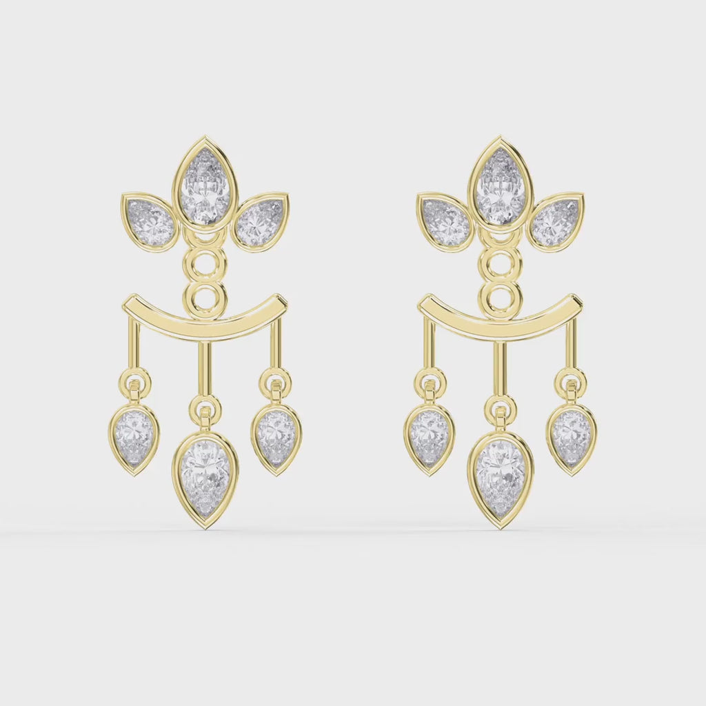 Pear Diamond Regal Teardrop Chandelier Fashion Earrings