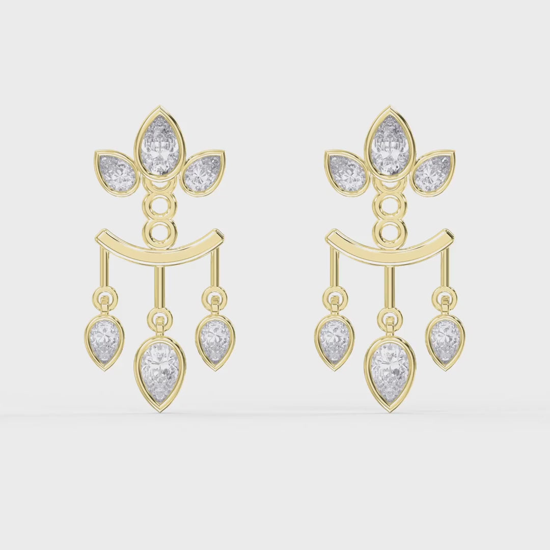 Pear Diamond Regal Teardrop Chandelier Fashion Earrings