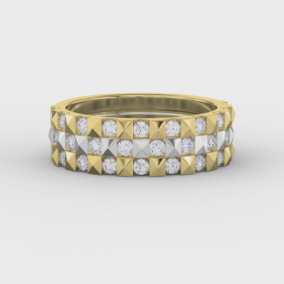 Stellar Edge Two-Tone Diamond Band Round Brilliant Cut Diamond ( 0.75 - 1.00 ct. )