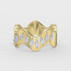 Curved Diamond Band with Marquise Cut Uniqe Statement Band