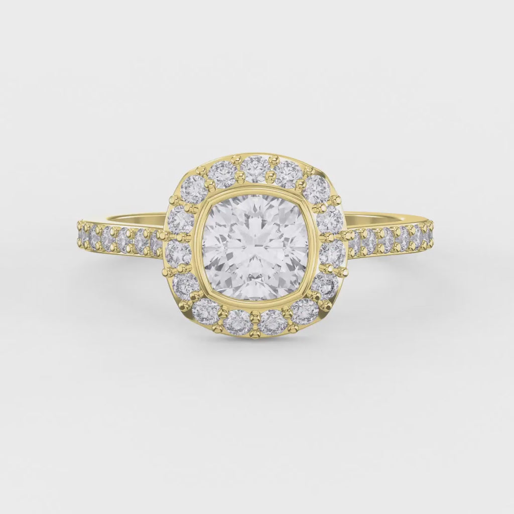 Cushion Shape Round Brilliant Side Stone Engagement Ring