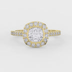 Cushion Shape Round Brilliant Side Stone Engagement Ring