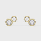 Honeycomb Hex Design Round Shape Earrings Studs