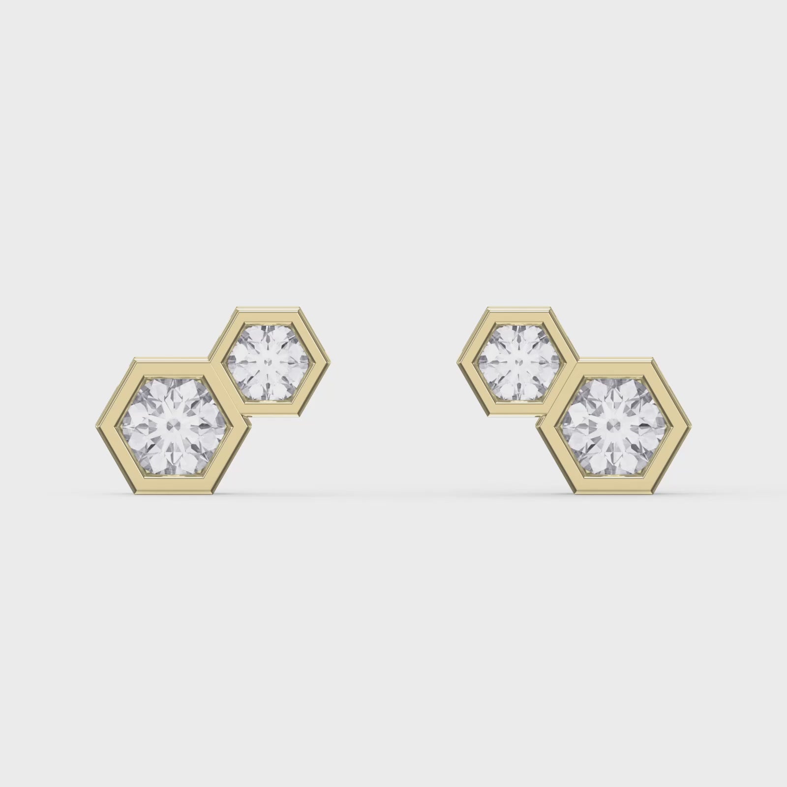 Honeycomb Hex Design Round Shape Earrings Studs