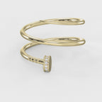 Nail Cuff Design Round Diamond Curved Ring