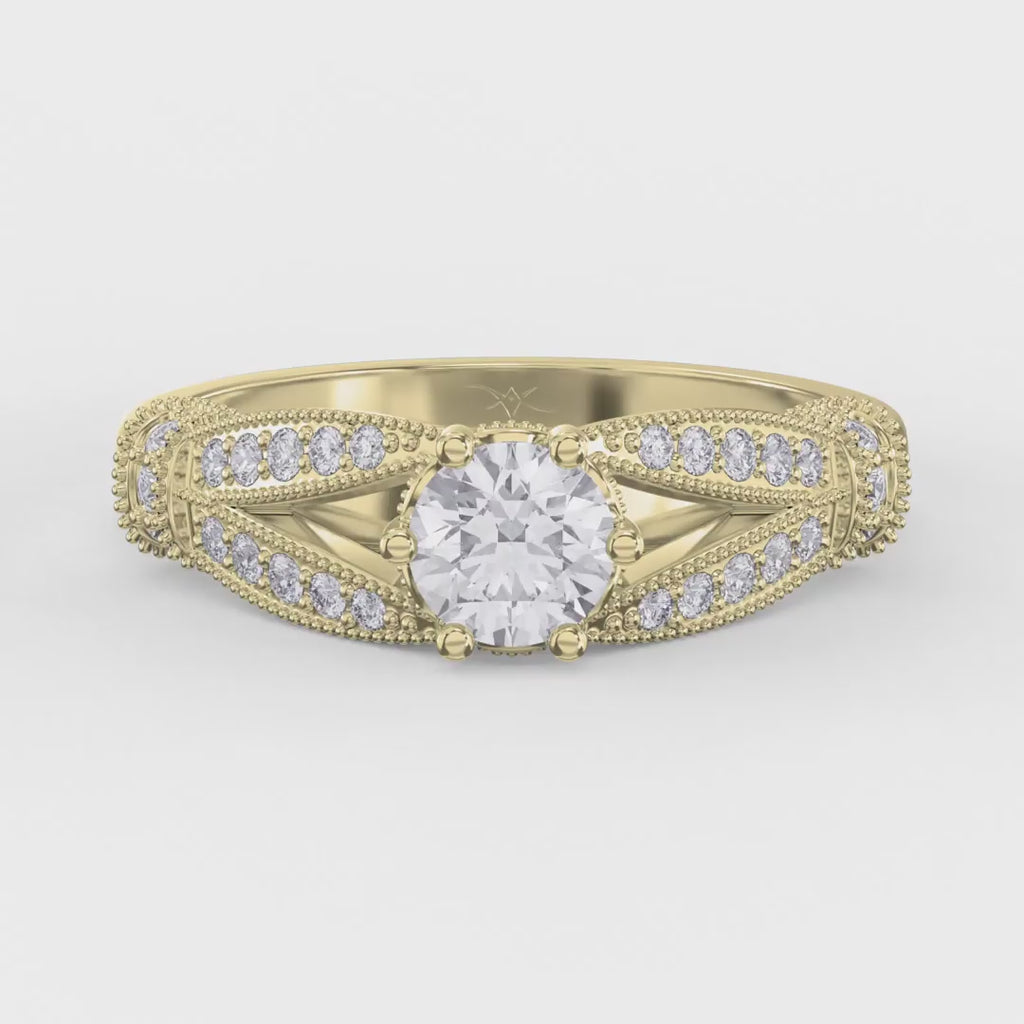 Round Diamond Valencia Design Vintage Ring