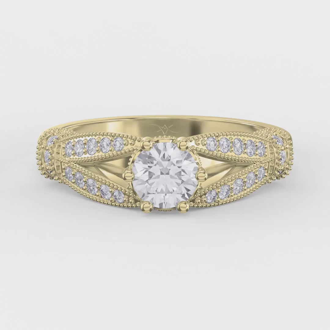 Round Diamond Valencia Design Vintage Ring