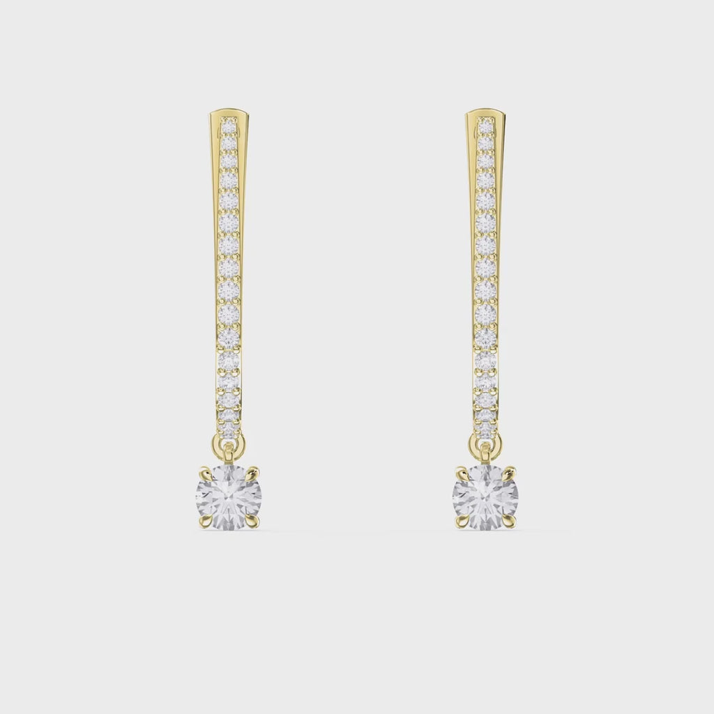 Elegant U- Shape Diamond Hoops Solitaire Fine Jewelry