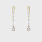 Elegant U- Shape Diamond Hoops Solitaire Fine Jewelry