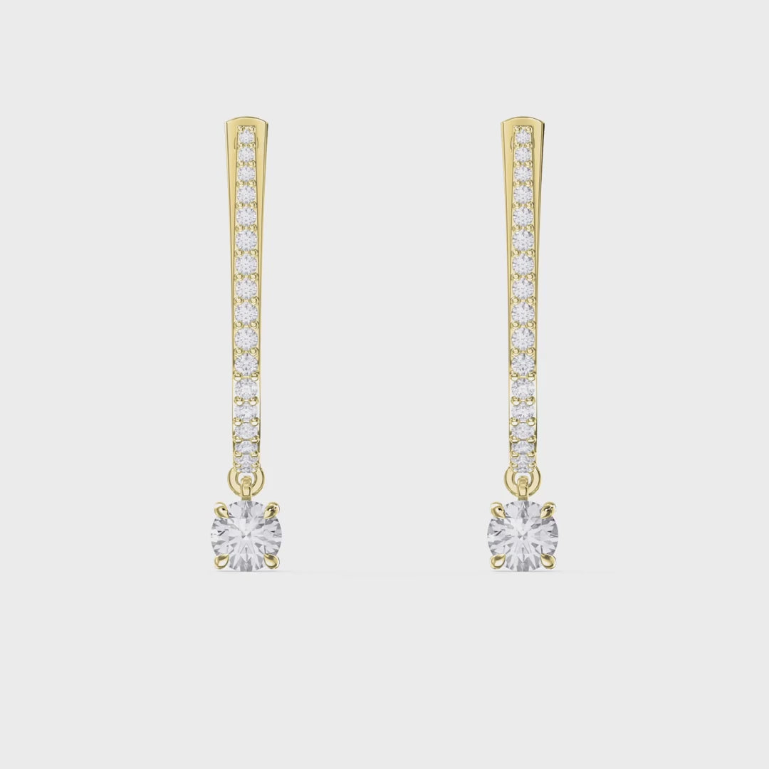 Elegant U- Shape Diamond Hoops Solitaire Fine Jewelry