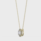 Round Shape Diamond and Side Stone Halo Design Necklace