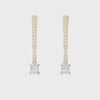 Round & Princess Cut Diamonds Pavé Design Hoops Earring
