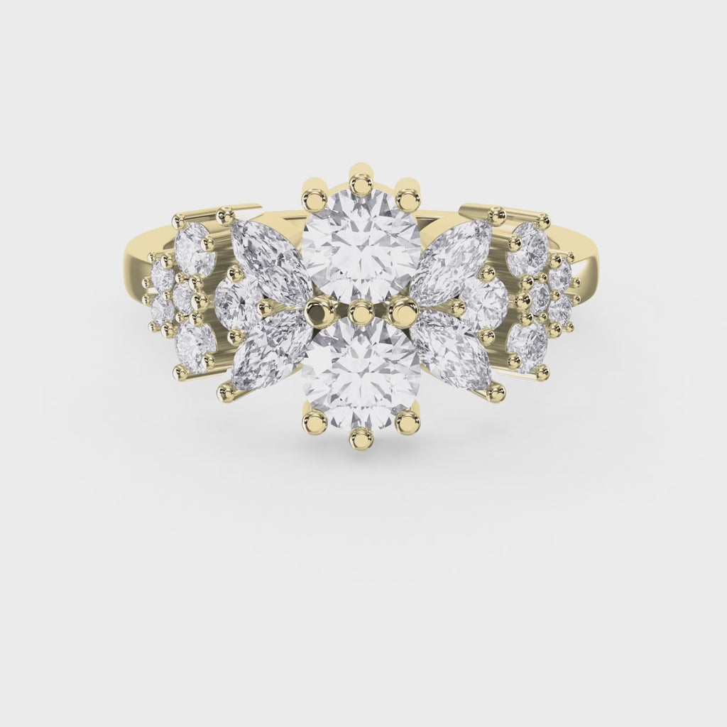 Luxury Statement Floral Diamond Design Fashion Ring