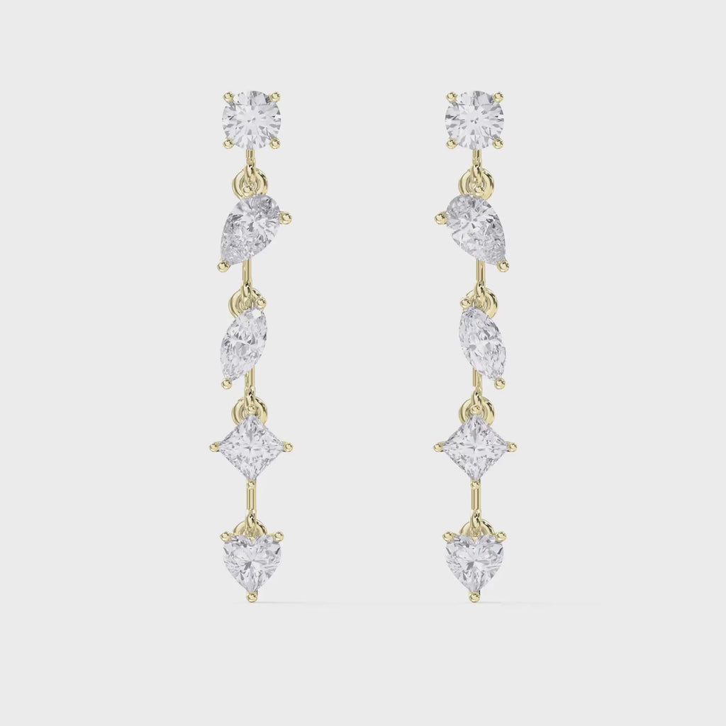 Multi Shape Diamond Drop Earring