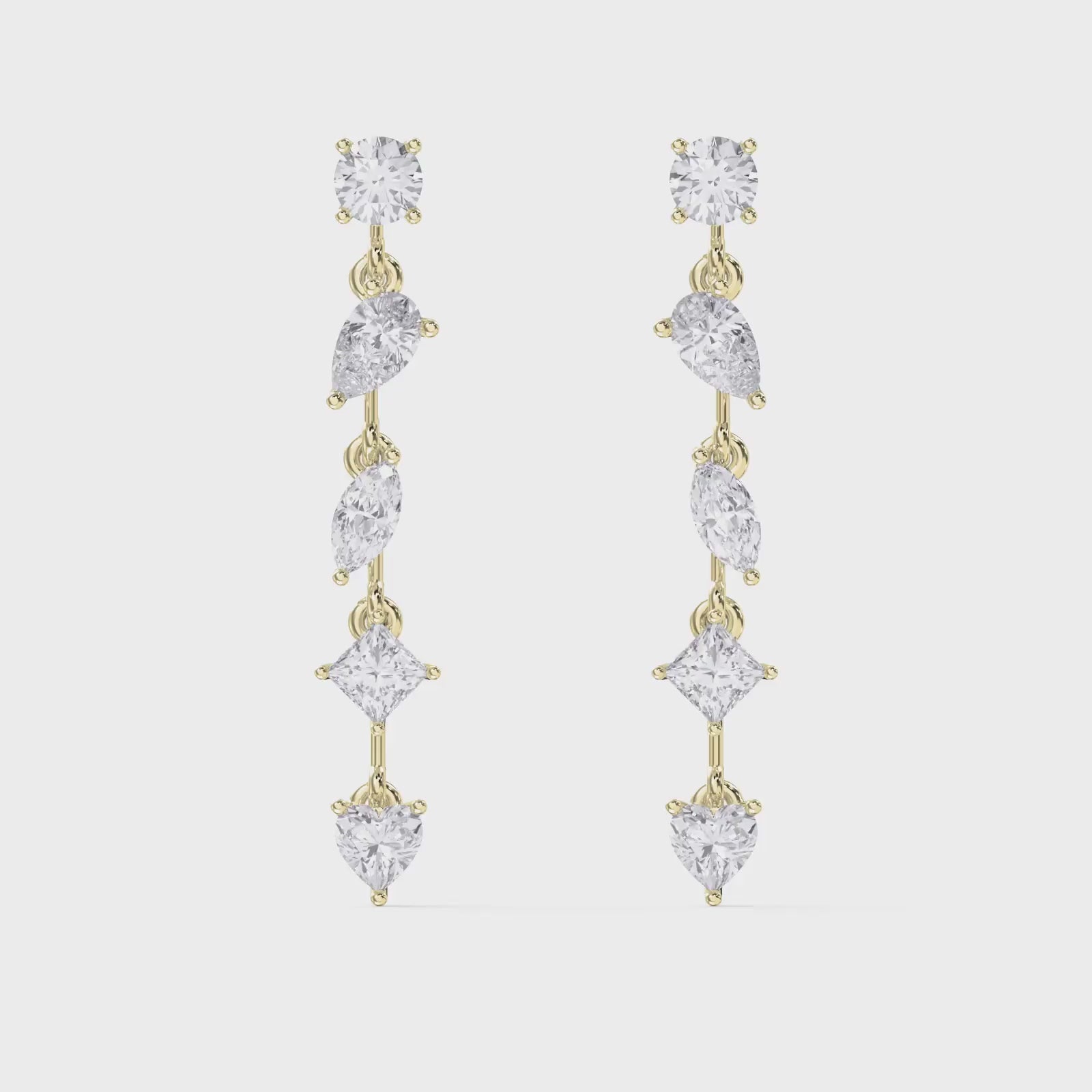 Multi Shape Diamond Drop Earring