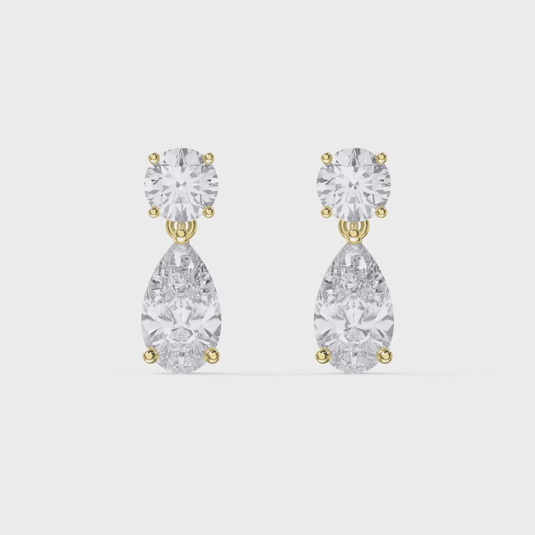 Round & Pear Diamond Drop Dangle Earring