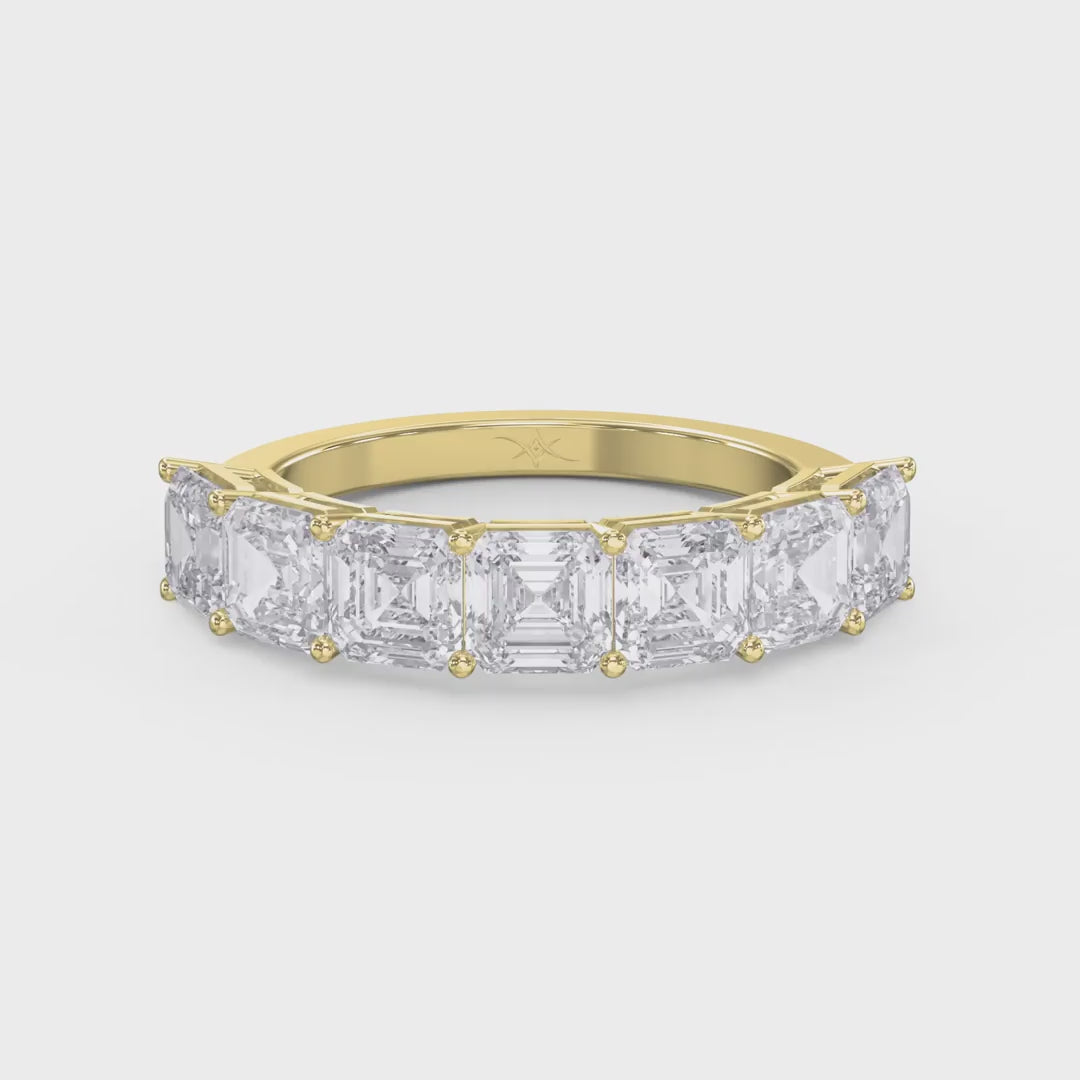 Luxury Asscher Cut Half Diamond Band