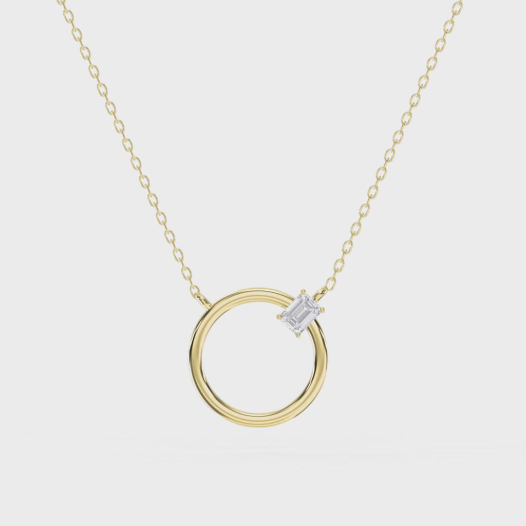 Circle Design Diamond Pendant Necklace