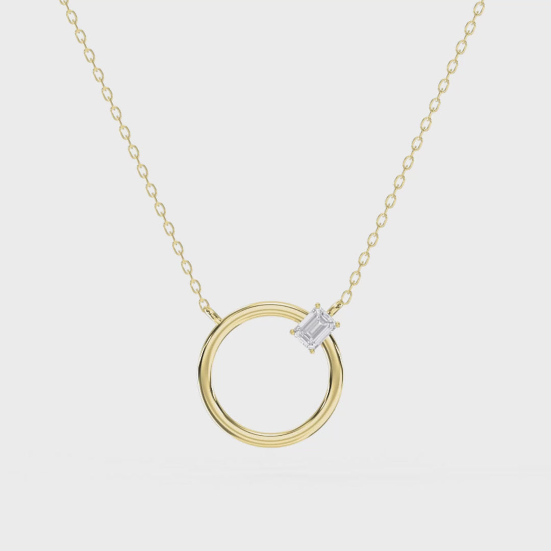 Circle Design Diamond Pendant Necklace