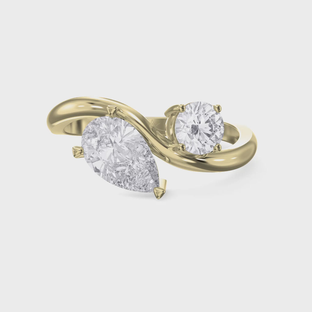 Toi et Moi Pear & Round Diamond Fashion Ring