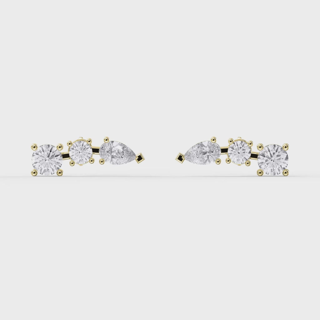 Pear & Round Diamond Cluster Design Fashion Earrings