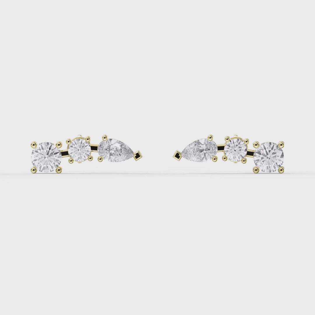 Pear & Round Diamond Cluster Design Fashion Earrings