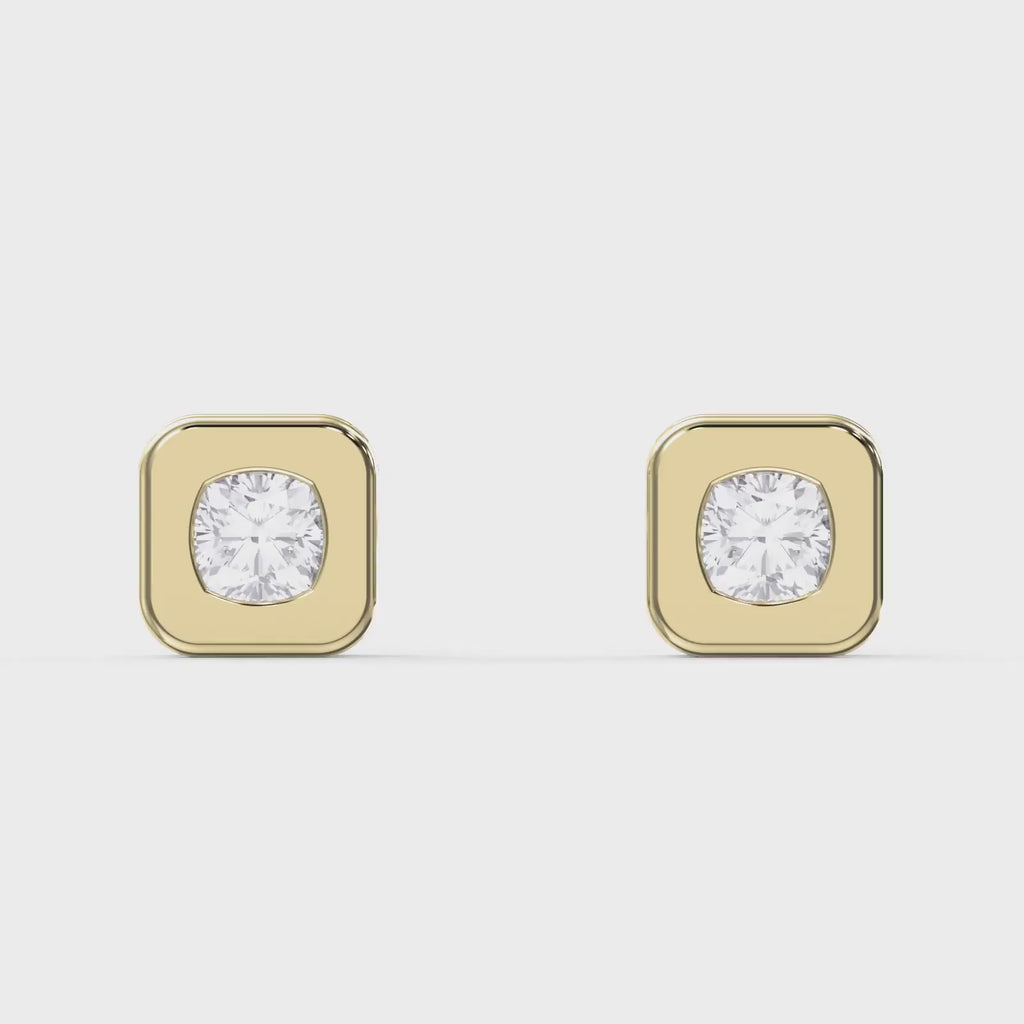 Bezel Set Round Diamond Stud Earrings