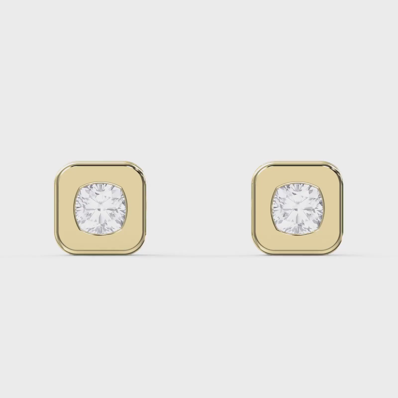 Bezel Set Round Diamond Stud Earrings