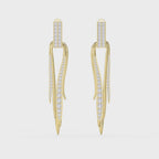 Baguette & Round Diamond Long Statement Fashion Earrings