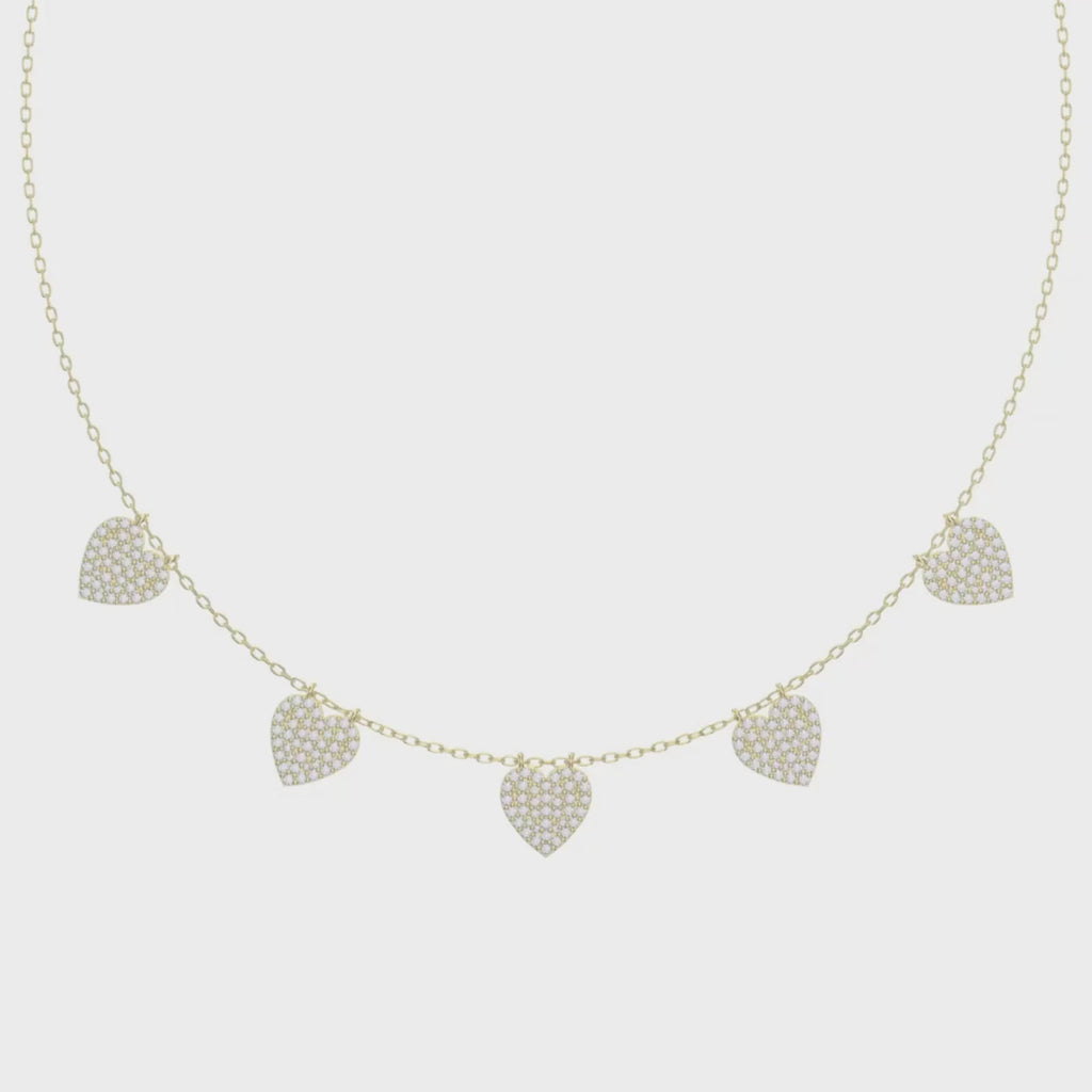 Five Hearts Dazzle Fashion Necklace