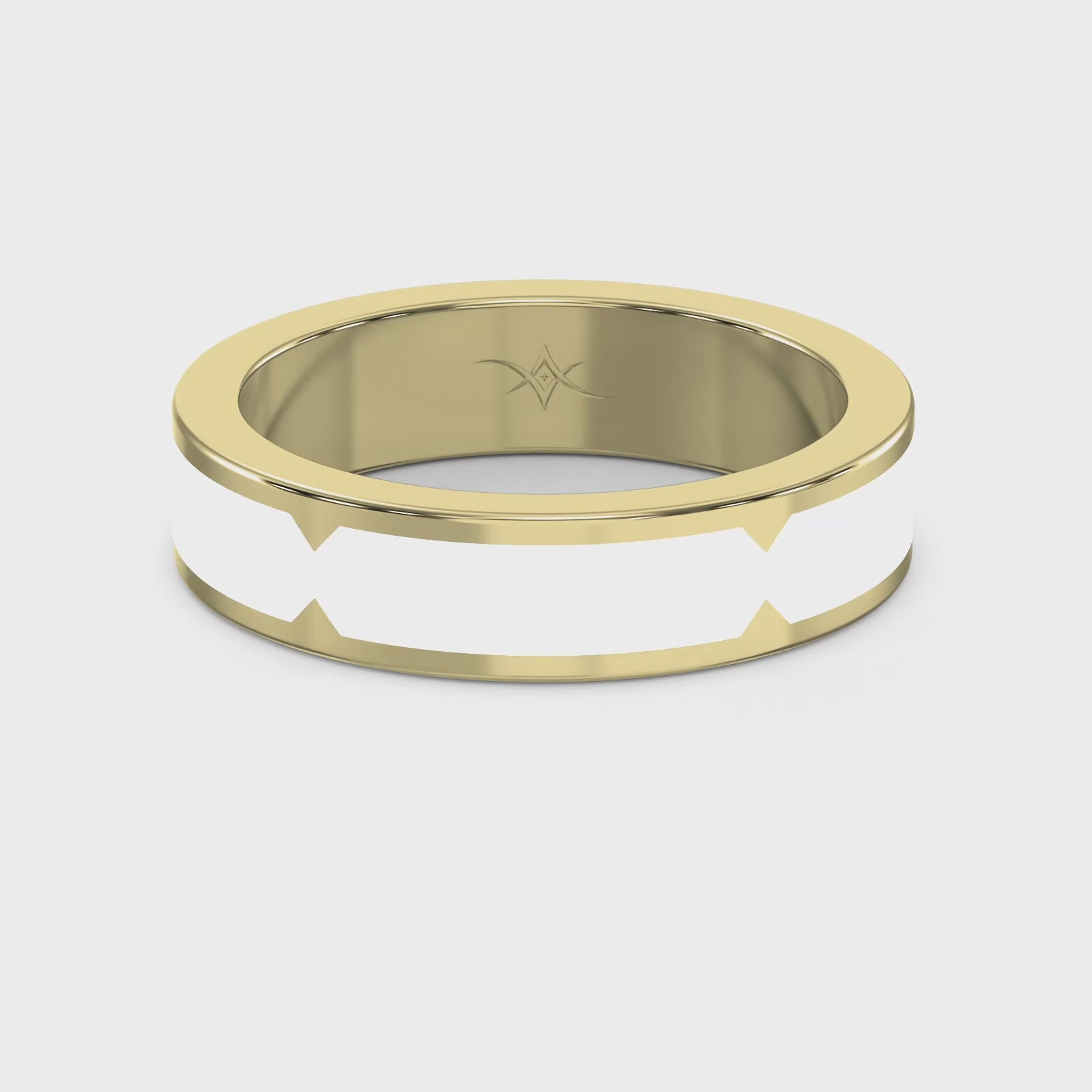 Natural Impression Wedding Band Made Of White Enamel