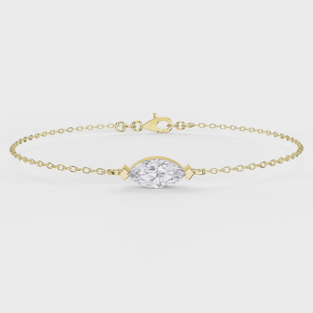 Elegant Marquise Diamond Solitaire Chain Bracelet