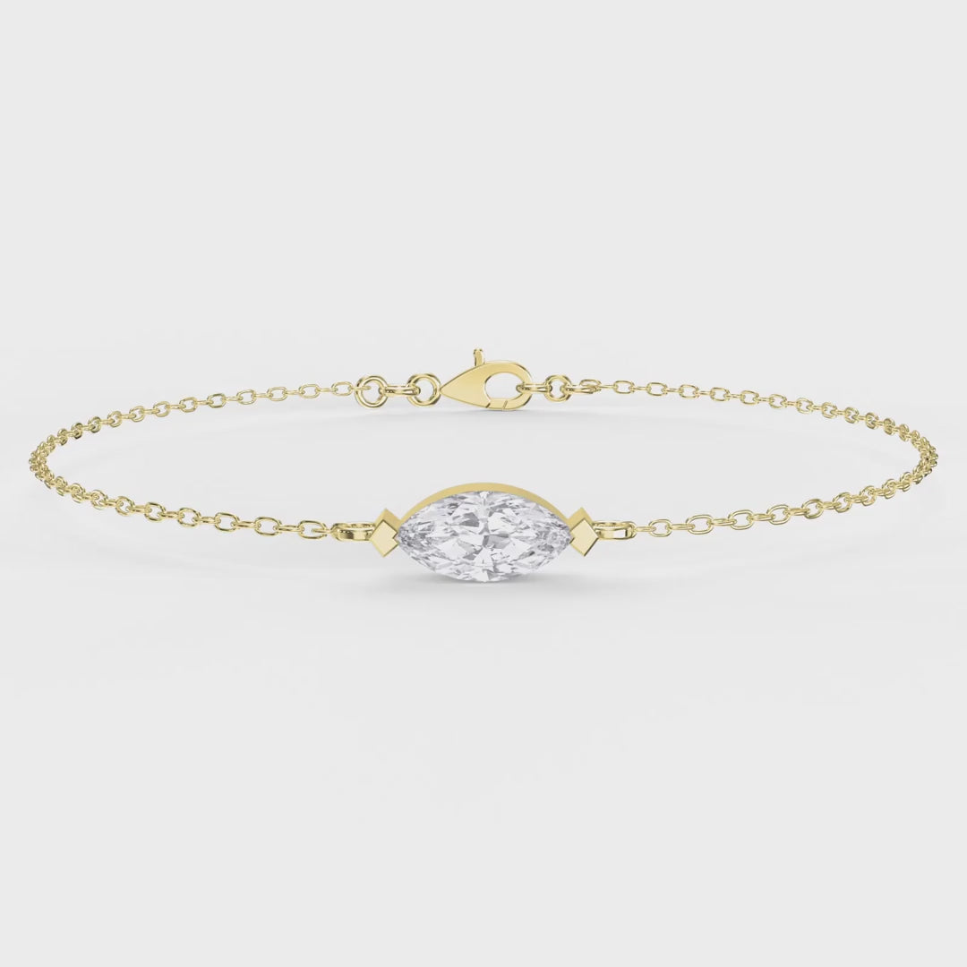 Elegant Marquise Diamond Solitaire Chain Bracelet