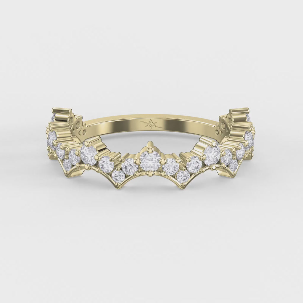 Round Diamond Curved Design Band
