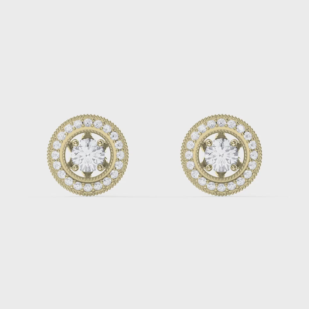 Round Diamond Halo Design Earrings