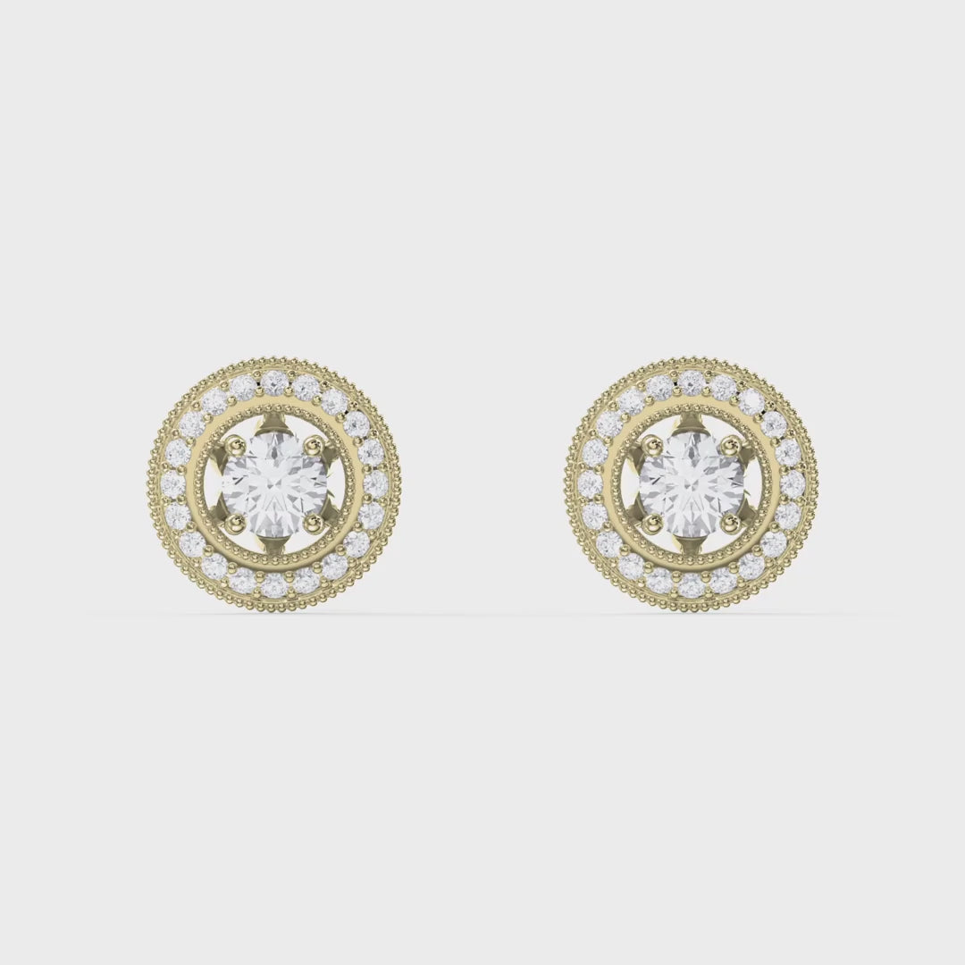 Round Diamond Halo Design Earrings