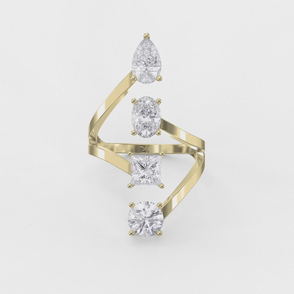 Forward Stackable 4 Stone Design Fashion ring