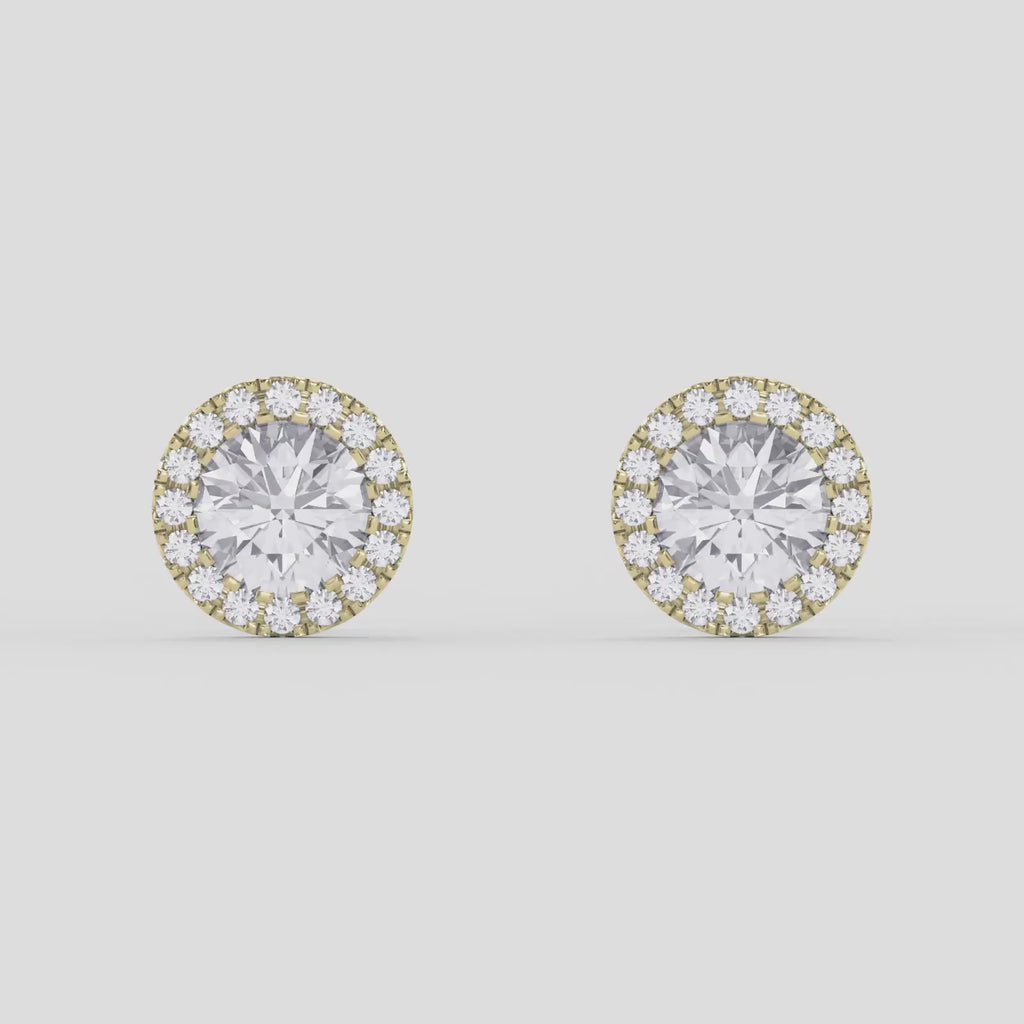 Halo Design Round Diamond Earring Stud