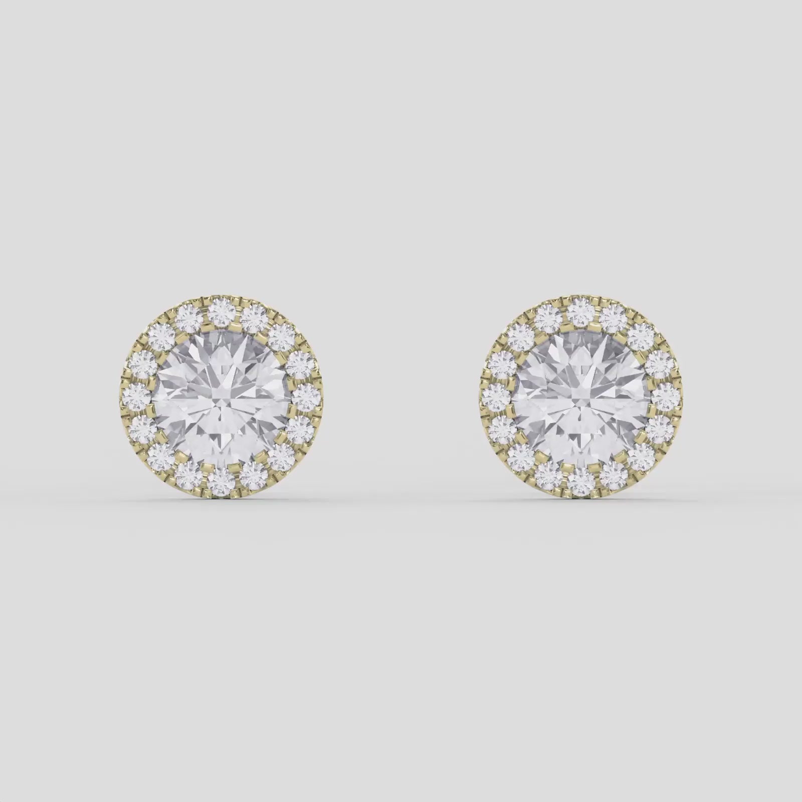 Halo Design Round Diamond Earring Stud