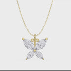 Butterfly Design Marquise Diamond Pendant Necklace